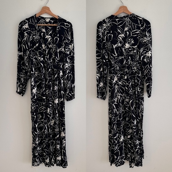 Billabong nine lives black printed maxi wrap dress size medium - Picture 3 of 6